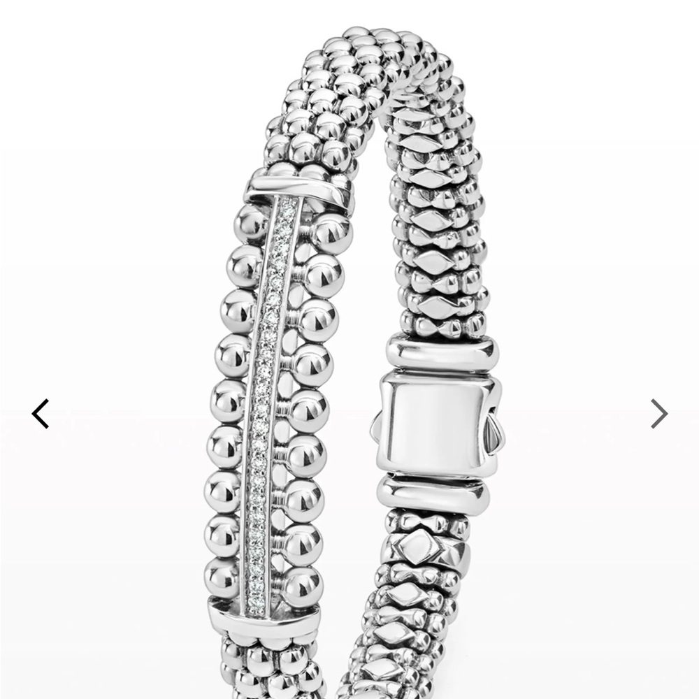 LAGOS Silver Caviar Diamond Bar Bracelet Size M (7.0”) - Picture 5 of 5